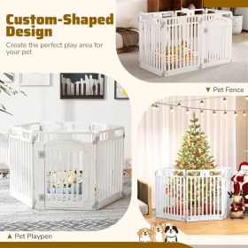 6-Panel HDPE Dog Playpen - Convertible Design (Playpen/Fence), Lockable Door, Suction Cups + Ground Stakes