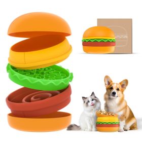 Hamburger Appearance Pet Cat And Dog Bowl Combination Multi-layer Five-in-one (Option: Orange)