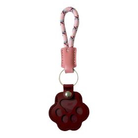 Pet Fur Memory Charm Leather Keychain Keepsake For Dog Cat Hair Paw-Shaped Design Memorial Sympathy Gift For Grieving Owners (Option: PINK)