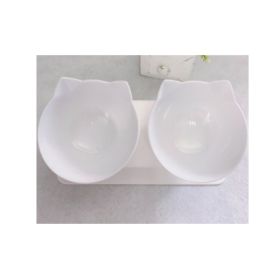 Cat Double Bowl Cat Food Bowl Protects Cervical Vertebra (Option: Two white)